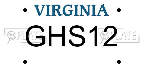 GHS12 Virginia License Plate