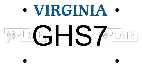 GHS7 Virginia License Plate