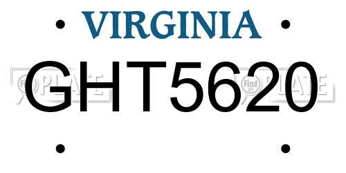 GHT5620 Virginia License Plate