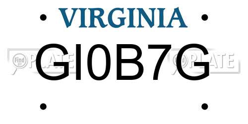 GI0B7G Virginia License Plate
