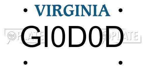 GI0D0D Virginia License Plate