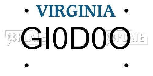 GI0D0O Virginia License Plate