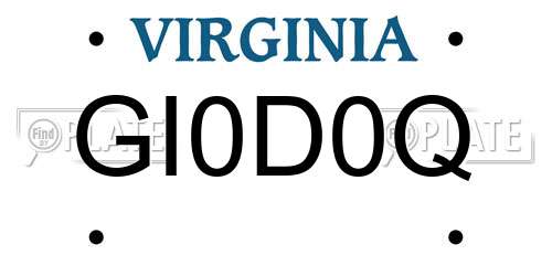 GI0D0Q Virginia License Plate