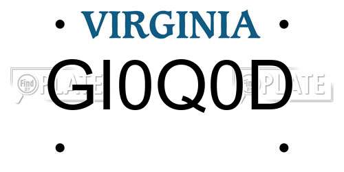 GI0Q0D Virginia License Plate