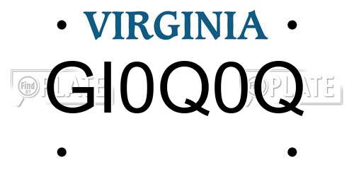 GI0Q0Q Virginia License Plate
