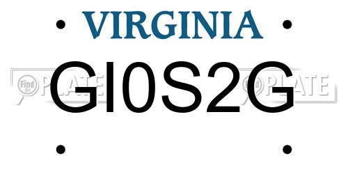 GI0S2G Virginia License Plate