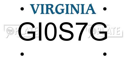 GI0S7G Virginia License Plate