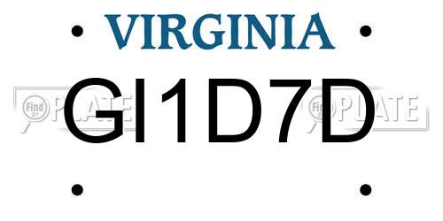 GI1D7D Virginia License Plate