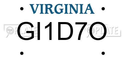 GI1D7O Virginia License Plate