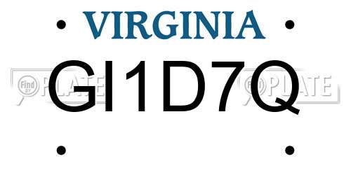 GI1D7Q Virginia License Plate