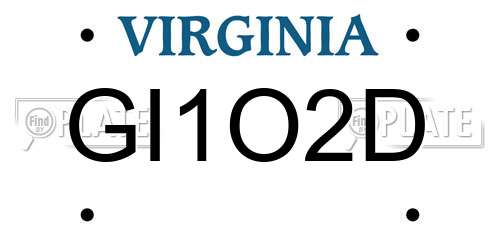GI1O2D Virginia License Plate