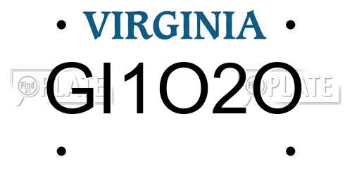 GI1O2O Virginia License Plate
