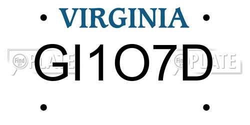 GI1O7D Virginia License Plate