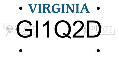 GI1Q2D Virginia License Plate
