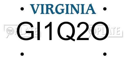 GI1Q2O Virginia License Plate