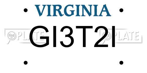 GI3T2I Virginia License Plate