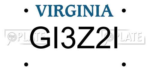 GI3Z2I Virginia License Plate