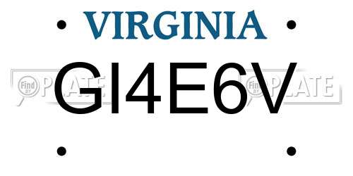GI4E6V Virginia License Plate