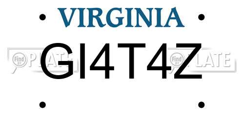 GI4T4Z Virginia License Plate