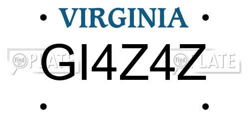GI4Z4Z Virginia License Plate