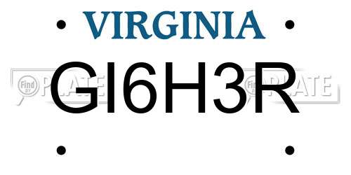 GI6H3R Virginia License Plate