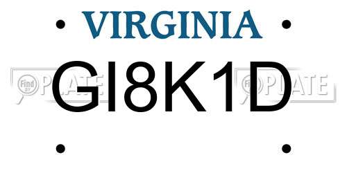 GI8K1D Virginia License Plate