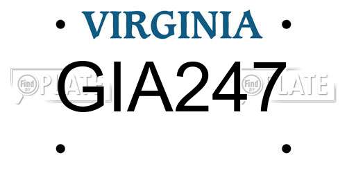 GIA247 Virginia License Plate