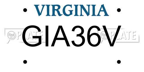 GIA36V Virginia License Plate