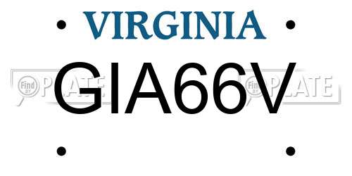 GIA66V Virginia License Plate