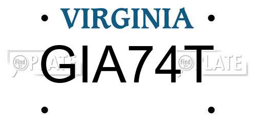 GIA74T Virginia License Plate