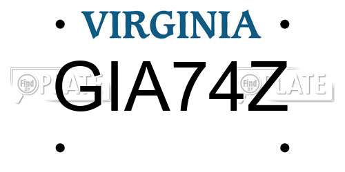 GIA74Z Virginia License Plate