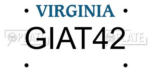 GIAT42 Virginia License Plate