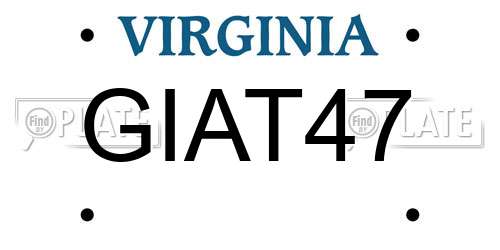 GIAT47 Virginia License Plate