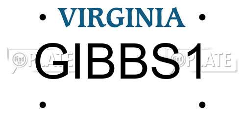 GIBBS1 Virginia License Plate