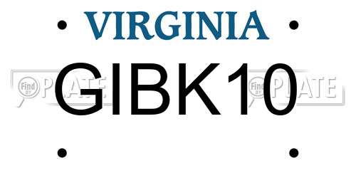 GIBK10 Virginia License Plate