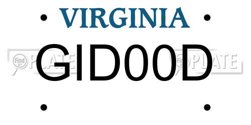 GID00D Virginia License Plate
