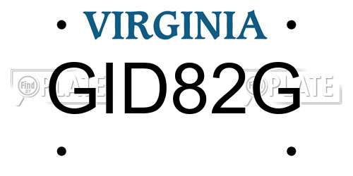 GID82G Virginia License Plate