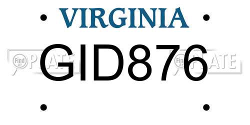 GID876 Virginia License Plate