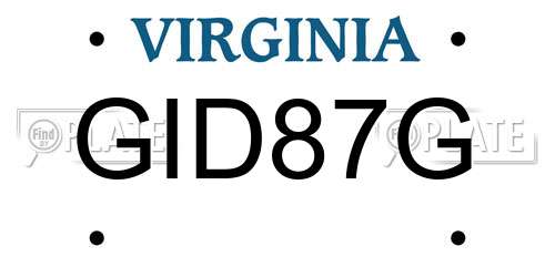 GID87G Virginia License Plate