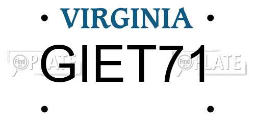 GIET71 Virginia License Plate