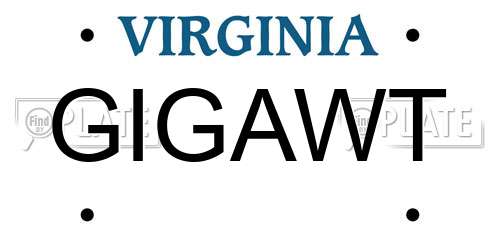 GIGAWT Virginia License Plate