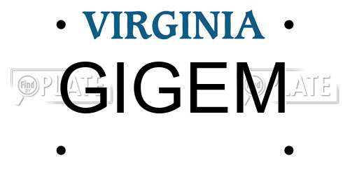 GIGEM Virginia License Plate