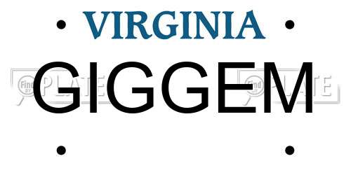 GIGGEM Virginia License Plate