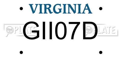 GII07D Virginia License Plate