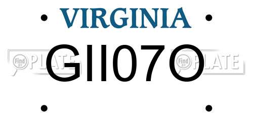 GII07O Virginia License Plate