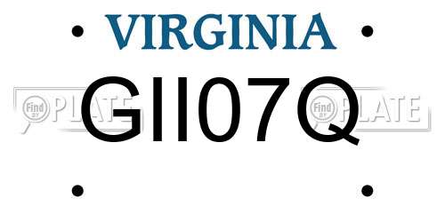 GII07Q Virginia License Plate