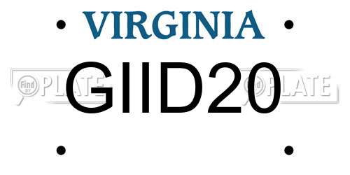 GIID20 Virginia License Plate