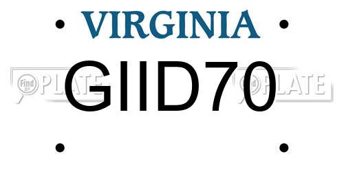 GIID70 Virginia License Plate