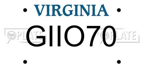 GIIO70 Virginia License Plate