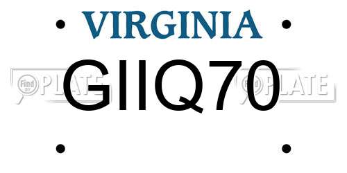 GIIQ70 Virginia License Plate